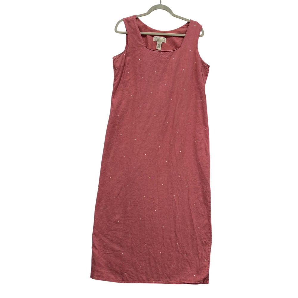 Lagenlook Y2K Norton McNaughton Cottagecore Pink Linen Blend Shift Dress LL